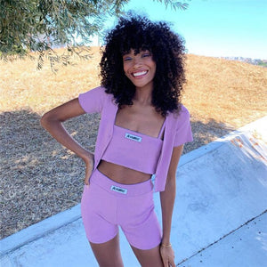 Summer Small Vest+single Breasted Cardigan+shorts Women Solid Color Three Pieces Set Female Loungewear Fashion Matching Sets
