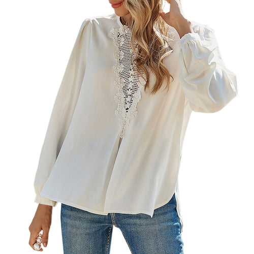 Summer Spring 2021 Women Lace Blouse Vintage Streetwear Hollow Out Floral Thin Shirt Lantern Sleeve Casual  Blusas Femininas