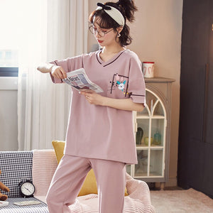 Summer Spring New Women Pyjamas Clothing Short Tops Set Female Pajamas Sets NightSuit Sleepwear Sets Women Home Wear 5XL