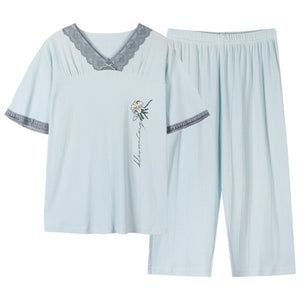 Summer Style Women's Pajamas Set Modal Short Sleeved Casual Home Sleepwear Suit For Women Pijamas Pyjamas Mujer Fashion Lounge