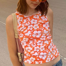 Load image into Gallery viewer, Summer Sweet Girls Floral Print Vests 2021 New Fashion Streetwear Female Sleeveless All-match Woman Crop Top Slim Ladies Vest