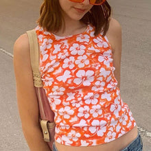 Load image into Gallery viewer, Summer Sweet Girls Floral Print Vests 2021 New Fashion Streetwear Female Sleeveless All-match Woman Crop Top Slim Ladies Vest