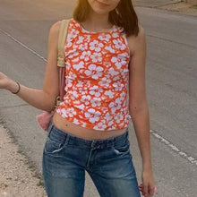 Load image into Gallery viewer, Summer Sweet Girls Floral Print Vests 2021 New Fashion Streetwear Female Sleeveless All-match Woman Crop Top Slim Ladies Vest