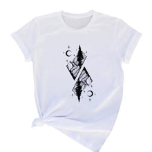 Load image into Gallery viewer, Summer T-shirt Tops Aesthetic Mountain Print Female Vintage Tshirt Woman Clothing Fashion O-neck Tee Kpop Harajuku Casual Short