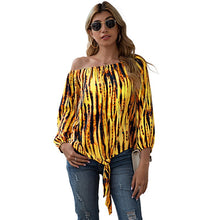 Load image into Gallery viewer, Summer Tie Dye Slash Neck Long Sleeve T Shirt Women Casual Loose Plus Size Bandage Streetwear Daily Workwear Tops