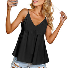 Load image into Gallery viewer, Summer Tops Female Crop Top 2021 Sexy Sleeveless Camisole Fashion V-neck Ruffle Hem Peplum Solid Loose Casual Tank Tops Women