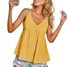 Load image into Gallery viewer, Summer Tops Female Crop Top 2021 Sexy Sleeveless Camisole Fashion V-neck Ruffle Hem Peplum Solid Loose Casual Tank Tops Women