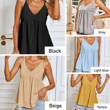Load image into Gallery viewer, Summer Tops Female Crop Top 2021 Sexy Sleeveless Camisole Fashion V-neck Ruffle Hem Peplum Solid Loose Casual Tank Tops Women