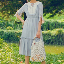 Load image into Gallery viewer, Summer Vintage Elegant Dresses Women French Retro Solid Sweet Chic Midi Dress Female Casual Short Sleeve Slim Party Dress 2021