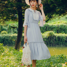 Load image into Gallery viewer, Summer Vintage Elegant Dresses Women French Retro Solid Sweet Chic Midi Dress Female Casual Short Sleeve Slim Party Dress 2021