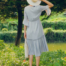 Load image into Gallery viewer, Summer Vintage Elegant Dresses Women French Retro Solid Sweet Chic Midi Dress Female Casual Short Sleeve Slim Party Dress 2021