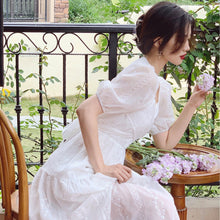 Load image into Gallery viewer, Summer Vintage Fairy White Dress Women 2021 Designer V-Neck Party Elegant Midi Dress Female Puff Sleeve Casual Sweet Dress 2021