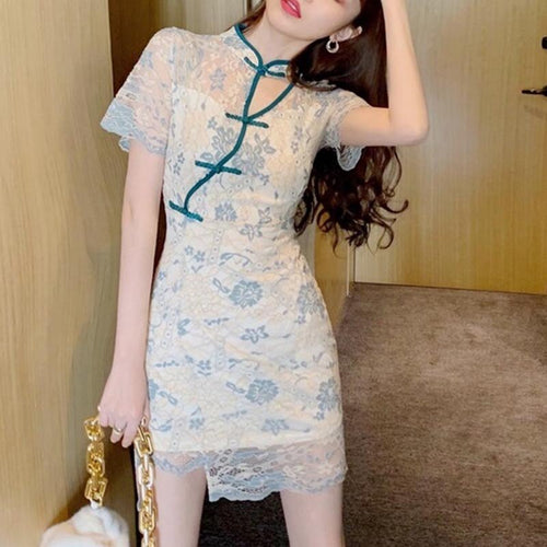 Summer Vintage Floral Fairy Dress Women Patchwork Sexy Sweet Cute Chic Irregular Mini Dress Holiday Party Korean Dress  2021 New