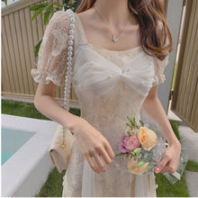 Load image into Gallery viewer, Summer White Fairy Dresses Women Elegant French Vintage Lace Sweet Midi Dress Casual Chic Short Sleeve Princess Party Dress 2021