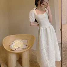 Load image into Gallery viewer, Summer White Vintage Long Dress Women Casual V-Neck Princess Elegant Floral Dress Female Slim Korean Retro Party Sweet Sundress