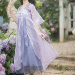 Summer Women Ancient Chinese Style Hanfu Dress Traditional Tang Dynasty Princess Clothes Ladies Embroidery Chiffon Fairy Dresses