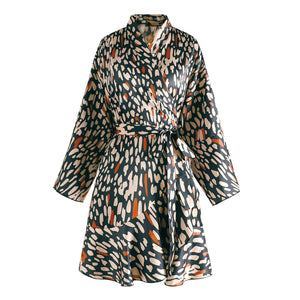 Summer Women Satin Pajamas Robes Kimono Bathrobe Ruffles Belted Fashion Comfortable Loungewear Sleepwear Female's Home Clothes