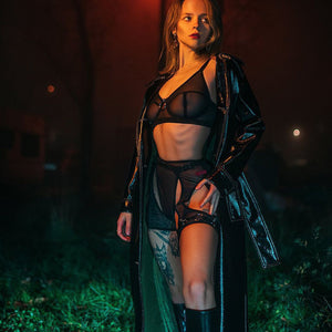 Summer Women Sexy Mesh Lingerie Set Garter Lace Bra Hollow Out Bras Sex Thong Transparent Straps Temptation Erotic Underwear Set