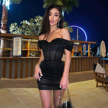 Load image into Gallery viewer, Summer Women Sexy Mini Dress Off The Shoulder Sequin Corset Ruffles Prom Nightclub Bodycon Fashion Party Vestidos Women Clothing