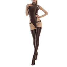 Load image into Gallery viewer, Summer Women Sexy Suit Sleeveless Body Suit Shiny Glossy Cutout High Cut One Piece Swimsuit Tight Bodysuit+Stocking Bathing Suit