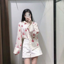 Load image into Gallery viewer, Summer Women Shirts 2021 ZA Vintage Embroidery Printing Long sleeve Blouses Loose Fashion Female Single-breasted Chic Tops