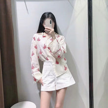 Load image into Gallery viewer, Summer Women Shirts 2021 ZA Vintage Embroidery Printing Long sleeve Blouses Loose Fashion Female Single-breasted Chic Tops