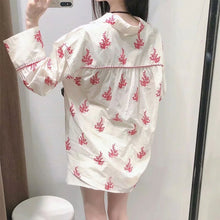 Load image into Gallery viewer, Summer Women Shirts 2021 ZA Vintage Embroidery Printing Long sleeve Blouses Loose Fashion Female Single-breasted Chic Tops