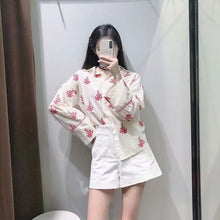 Load image into Gallery viewer, Summer Women Shirts 2021 ZA Vintage Embroidery Printing Long sleeve Blouses Loose Fashion Female Single-breasted Chic Tops