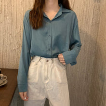 Load image into Gallery viewer, Summer Women Solid Shirt Office Ladies Casual Loose Tops And Shirts Female Fashion Korean Long Sleeves Blouses Chic