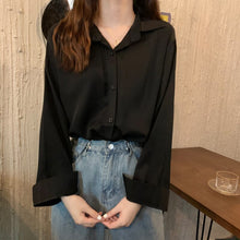 Load image into Gallery viewer, Summer Women Solid Shirt Office Ladies Casual Loose Tops And Shirts Female Fashion Korean Long Sleeves Blouses Chic