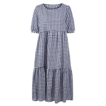 Load image into Gallery viewer, Summer Women&#39;s Dress2021 Fashion Plaid Print Dress O Neck Short Sleeve Plus Size 5XL Loose Casual Female Sundress Robe Femme