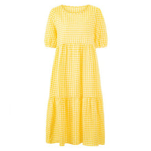 Load image into Gallery viewer, Summer Women&#39;s Dress2021 Fashion Plaid Print Dress O Neck Short Sleeve Plus Size 5XL Loose Casual Female Sundress Robe Femme