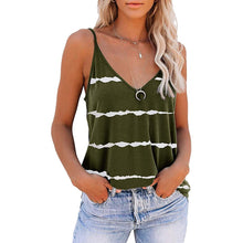 Load image into Gallery viewer, Summer Women's High Street Suspender Vest Casual Sexy Sleeveless V-Neck Stripe Print Oversize 3XL Suspender Beach T-Shirt Blouse