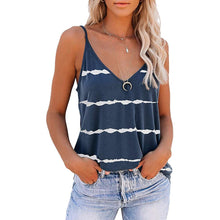 Load image into Gallery viewer, Summer Women's High Street Suspender Vest Casual Sexy Sleeveless V-Neck Stripe Print Oversize 3XL Suspender Beach T-Shirt Blouse