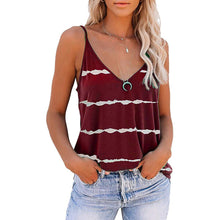 Load image into Gallery viewer, Summer Women's High Street Suspender Vest Casual Sexy Sleeveless V-Neck Stripe Print Oversize 3XL Suspender Beach T-Shirt Blouse