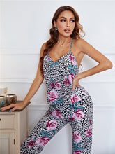 Load image into Gallery viewer, Summer Women&#39;s Leopard Floral Print Loungewear Sexy Pajamas Set Comfy Homewear Rose Camisole with Pant Suit