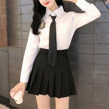 Load image into Gallery viewer, Summer Women's Skirt High Waist A-Line Skirt Womens Black Pleated Woman Skirts Short Skirt Female Student College Style Clothes