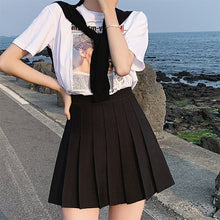 Load image into Gallery viewer, Summer Women's Skirt High Waist A-Line Skirt Womens Black Pleated Woman Skirts Short Skirt Female Student College Style Clothes