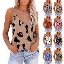 Load image into Gallery viewer, Summer Women's Street Vest Cotton Blend Sexy Sleeveless Oversized 5XL Sling V-neck Leopard Print T-shirt Blouse Ladies Beach