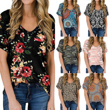 Load image into Gallery viewer, Summer Womens New Short-Sleeved Oversized T-Shirt V-Neck Printed Retro Harajuku Street Tshirt Loose Casual Y2K Shirt Office Tops