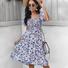 Load image into Gallery viewer, Summer dress Dress Women female l sleeve show thin waist broken flower Dresses Casual Vestidos new floral show thin romantic