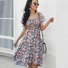 Load image into Gallery viewer, Summer dress Dress Women female l sleeve show thin waist broken flower Dresses Casual Vestidos new floral show thin romantic