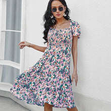 Load image into Gallery viewer, Summer dress Dress Women female l sleeve show thin waist broken flower Dresses Casual Vestidos new floral show thin romantic