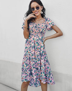 Summer dress Dress Women female l sleeve show thin waist broken flower Dresses Casual Vestidos new floral show thin romantic