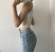 Load image into Gallery viewer, Summer fashion hollow U-neck hanging neck small vest stitching design elastic waist waistcoat women can wear outside wear