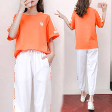 Load image into Gallery viewer, Summer new fashion 2021 high quality trend leisure suit large size slim sports women&#39;s two piece set