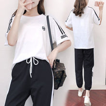 Load image into Gallery viewer, Summer new fashion 2021 high quality trend leisure suit large size slim sports women&#39;s two piece set