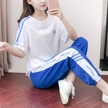 Load image into Gallery viewer, Summer new fashion 2021 high quality trend leisure suit large size slim sports women&#39;s two piece set
