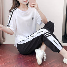 Load image into Gallery viewer, Summer new fashion 2021 high quality trend leisure suit large size slim sports women&#39;s two piece set