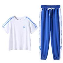Load image into Gallery viewer, Summer new fashion 2021 high quality trend leisure suit large size slim sports women&#39;s two piece set